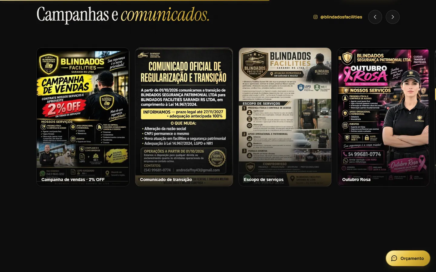 Blindados Facilities, tela 3